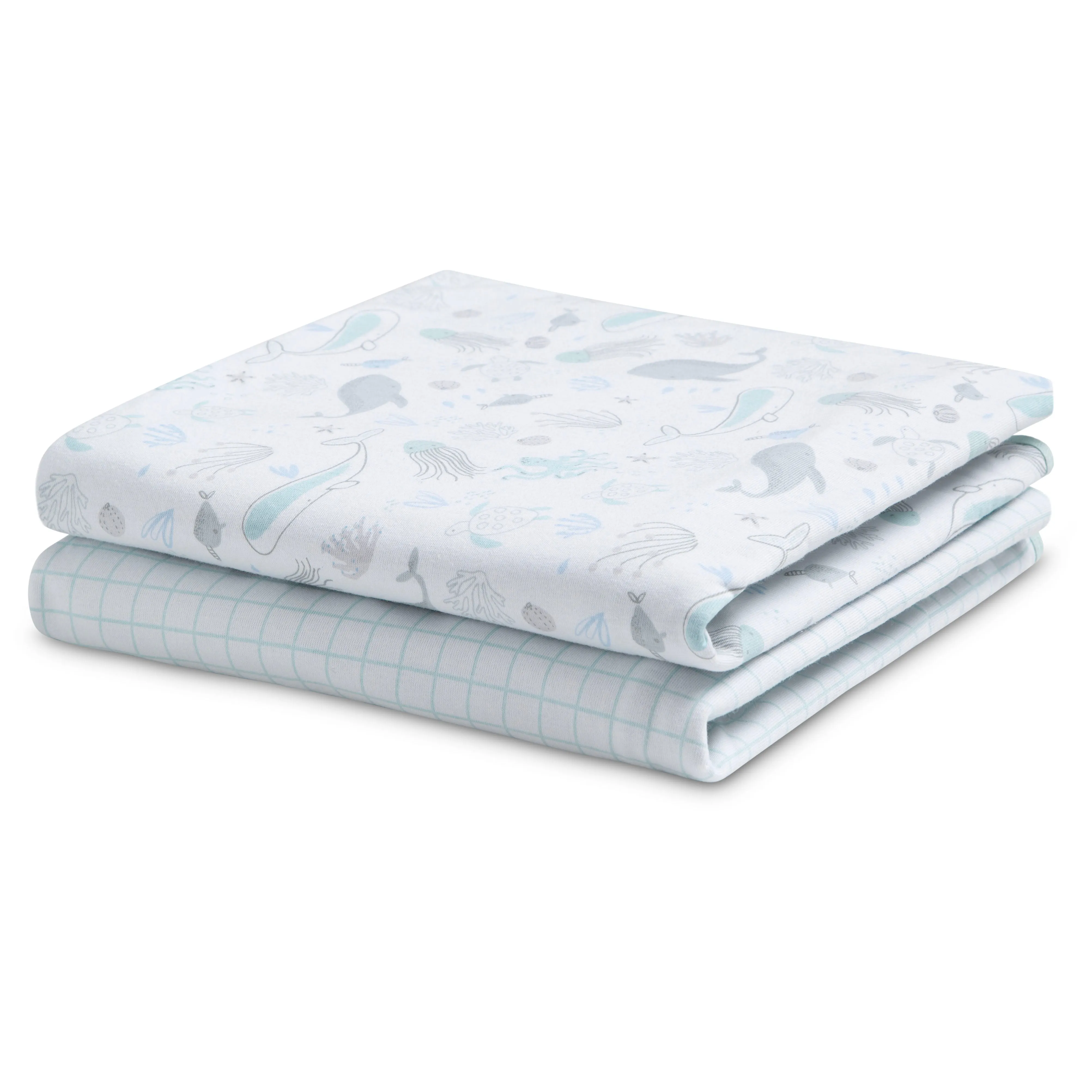 100% Organic Jersey Cotton Baby Receiving Blankets - 2 Pack