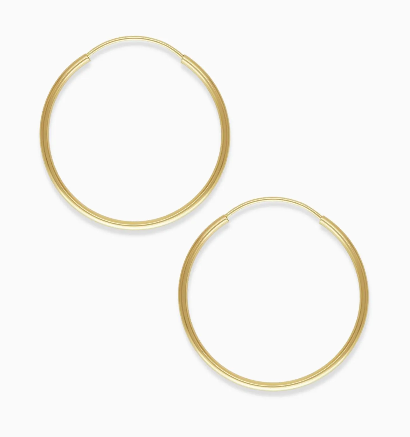 14k Solid Gold Hoop Earrings - Medium 20mm