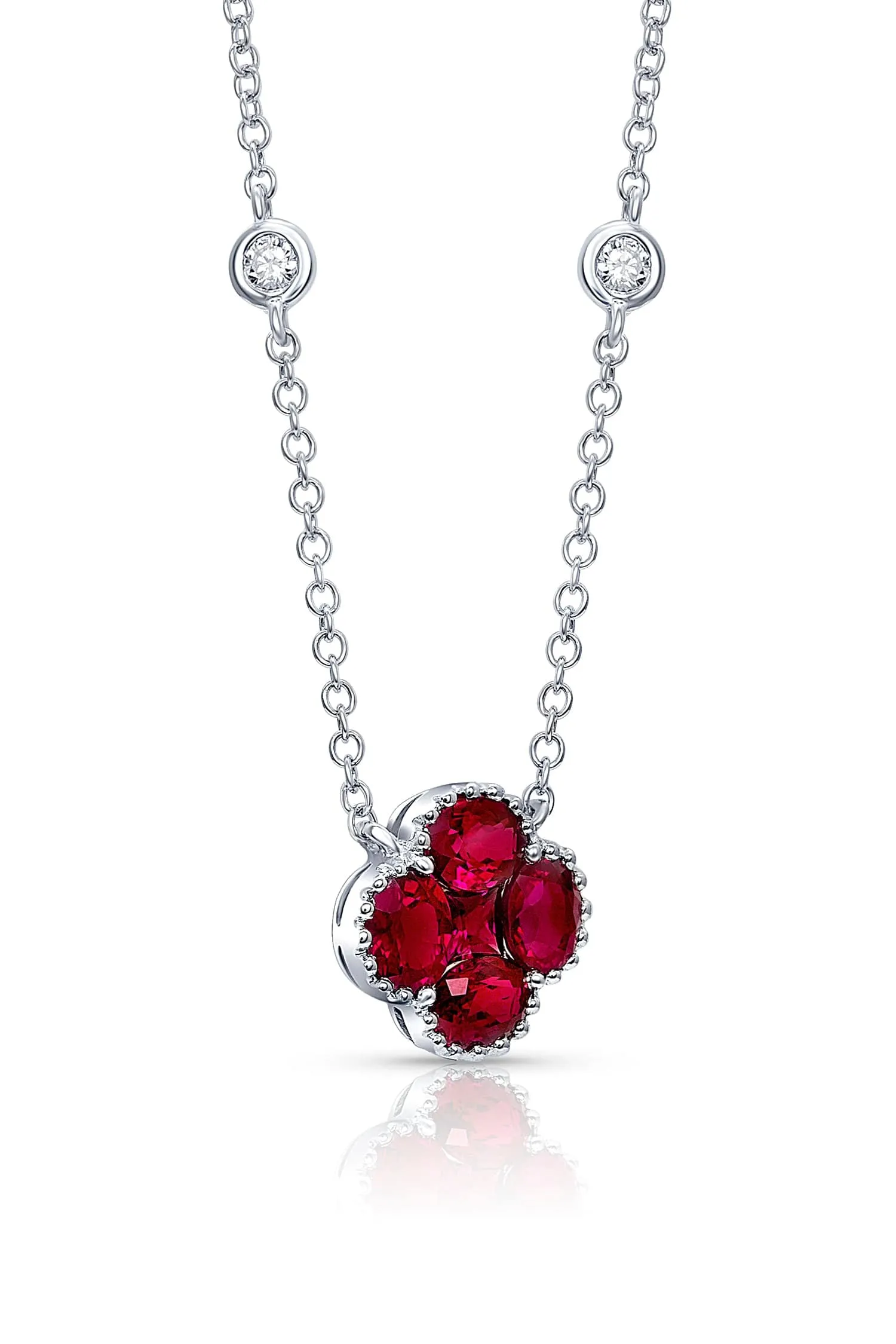 18k White Gold Ruby Quatrefoil Necklace