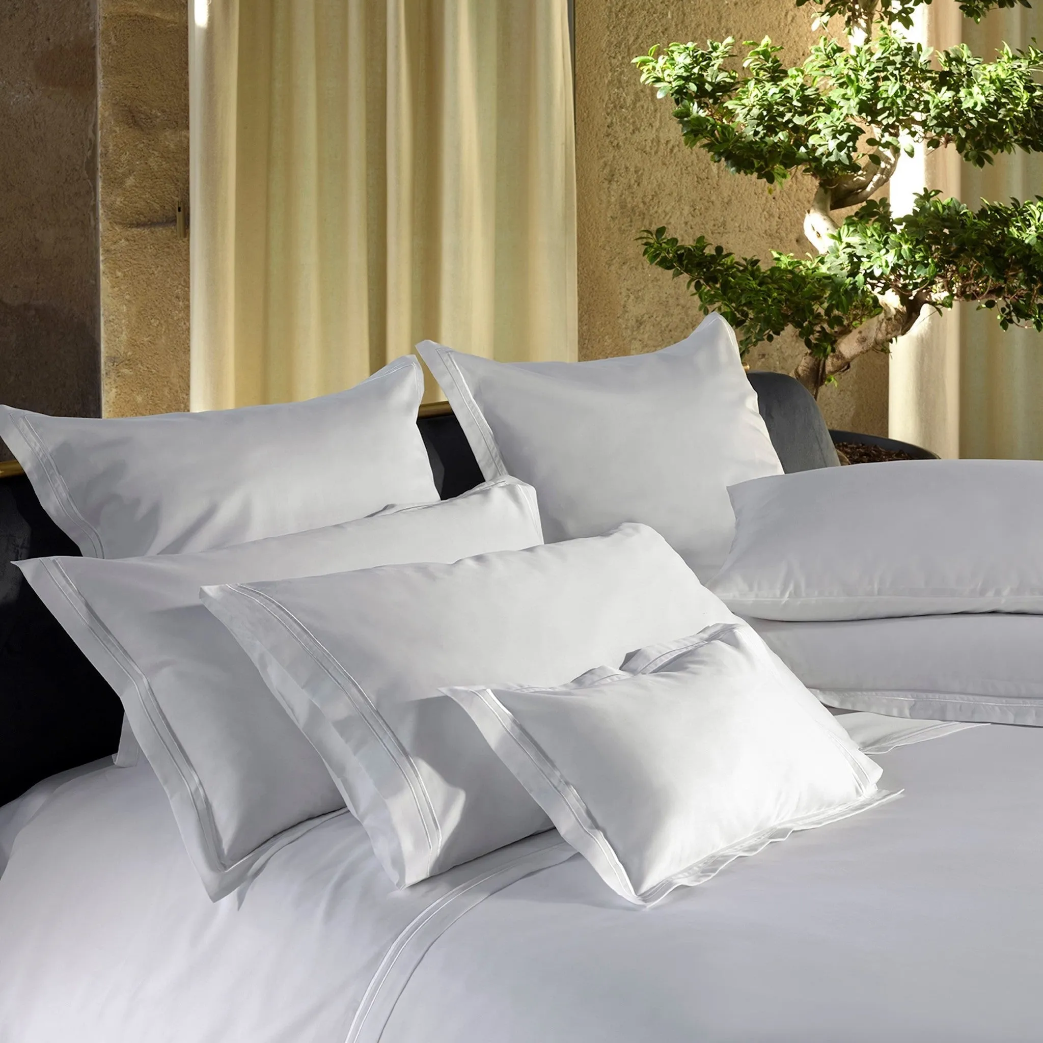 2000TC White Sateen Pillowcase Set | Amalia Home Sublime