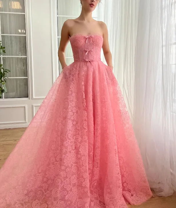 3D Lace Appliques Off Shoulder Prom Dresses for Women Tulle lovely Wedding Dress Long Ball Gown