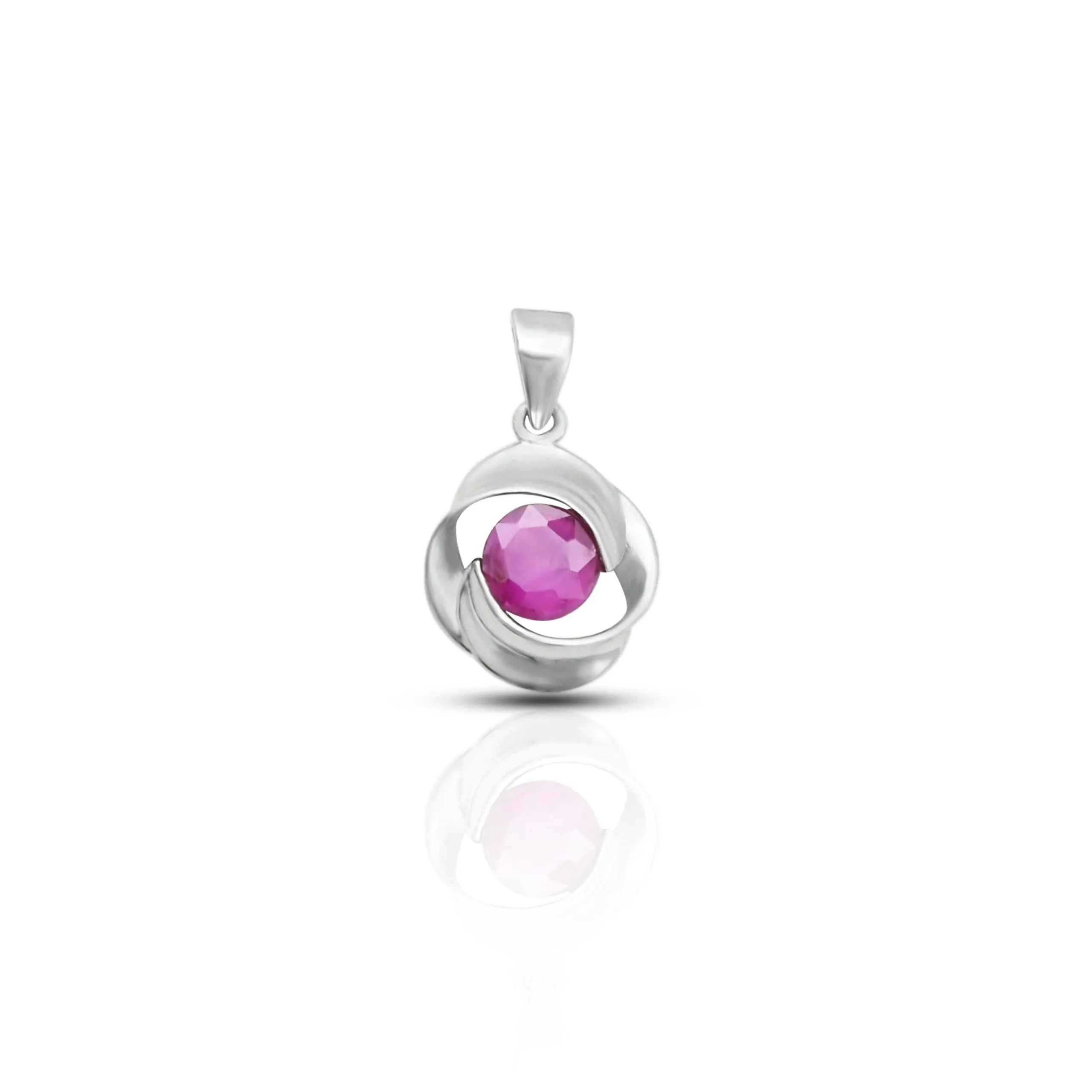 925 Silver Pink Gemstone Spiral Design Pendant