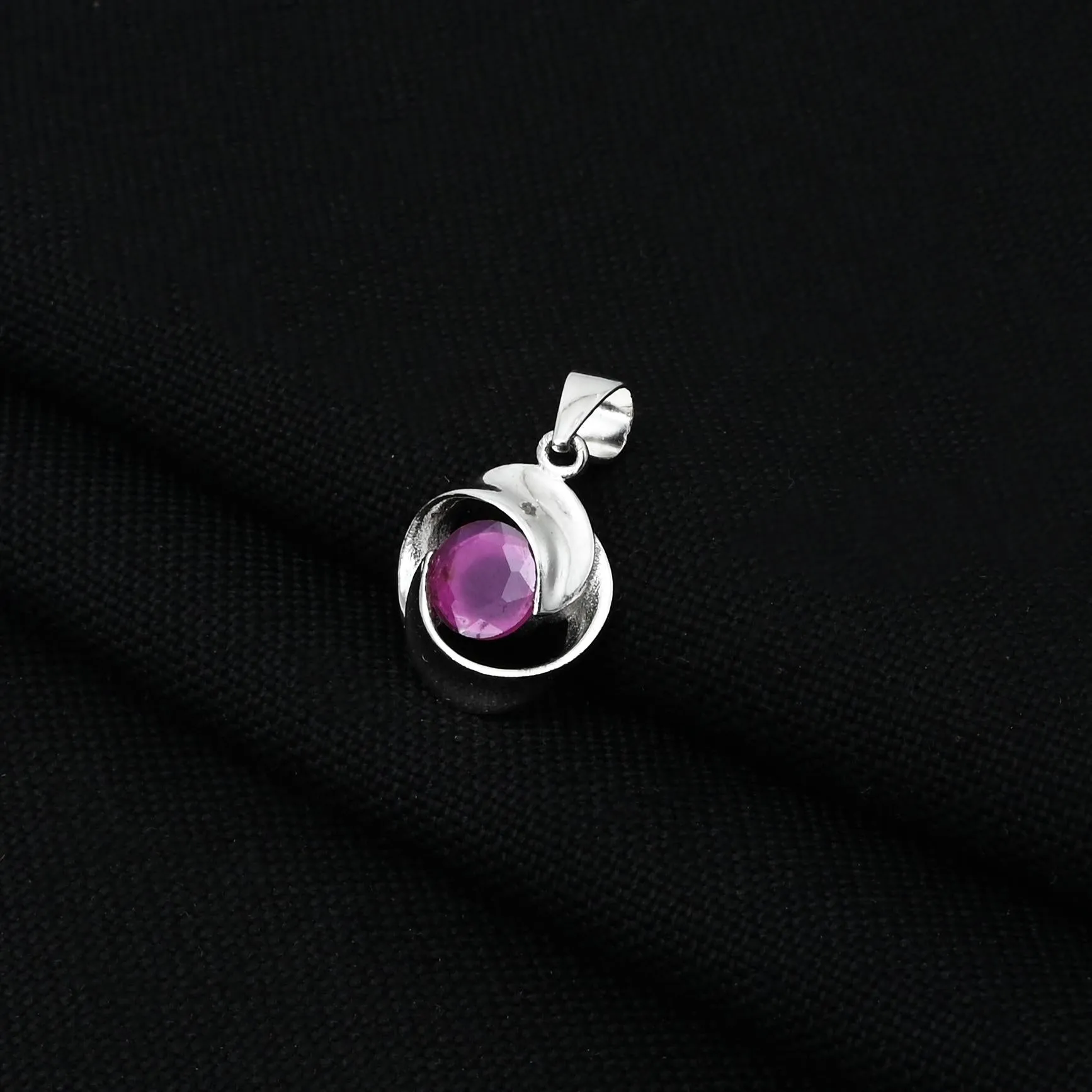 925 Silver Pink Gemstone Spiral Design Pendant