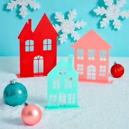 Acrylic Holiday House Set