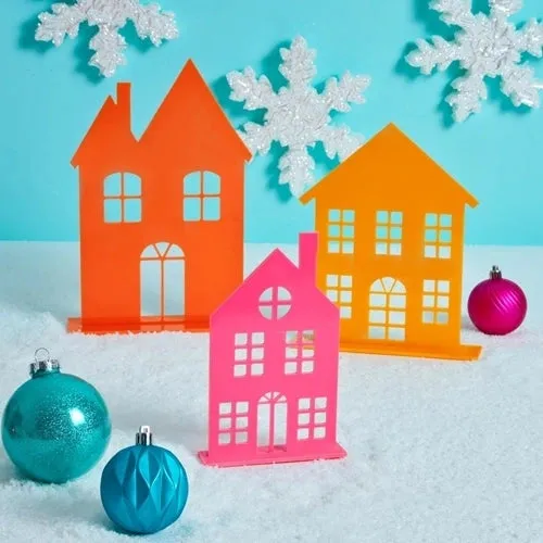 Acrylic Holiday House Set