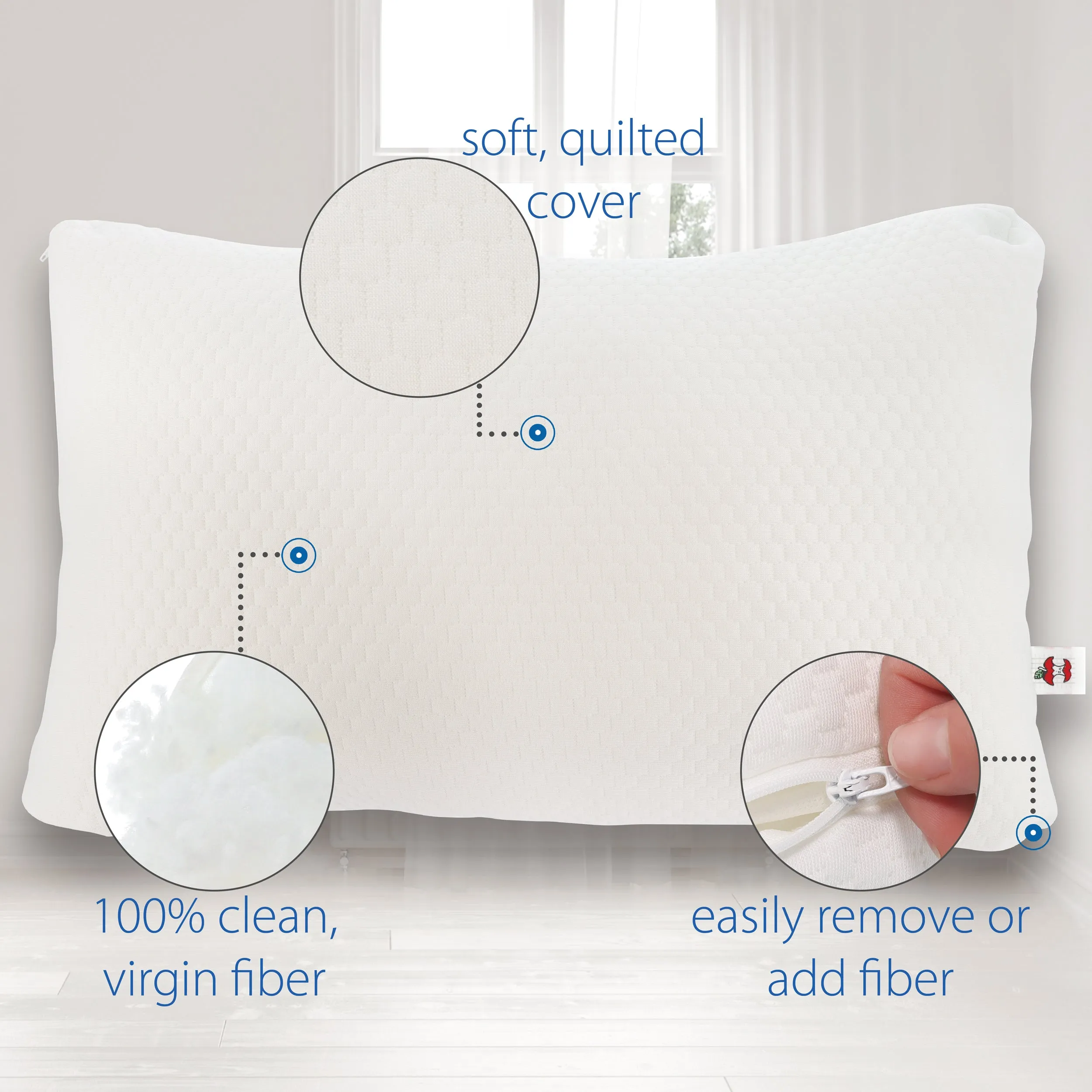 Adjust-A-Loft Fiber Adjustable Comfort Pillow with Cooling Memory Foam Insert, Standard/Full