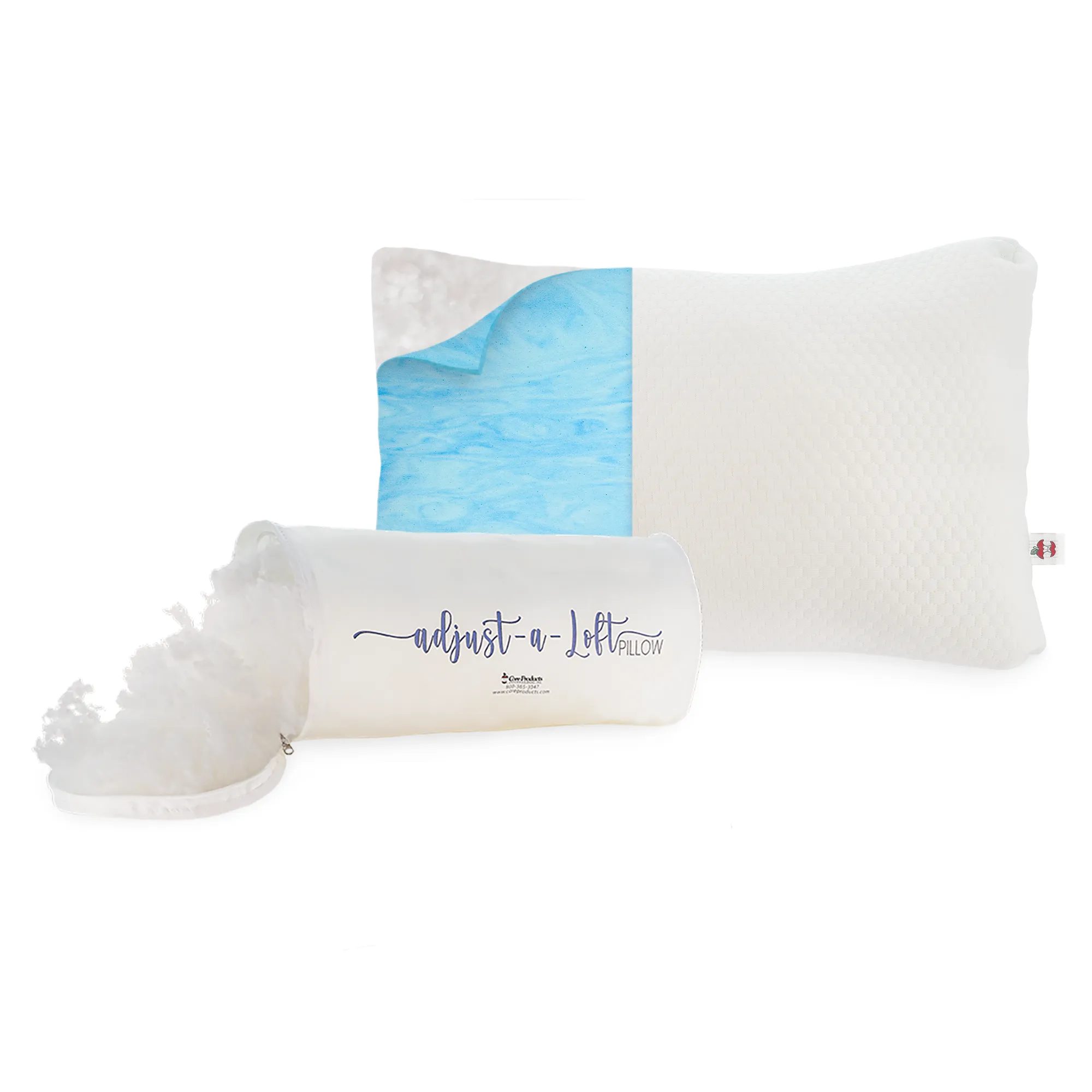 Adjust-A-Loft Fiber Adjustable Comfort Pillow with Cooling Memory Foam Insert, Standard/Full