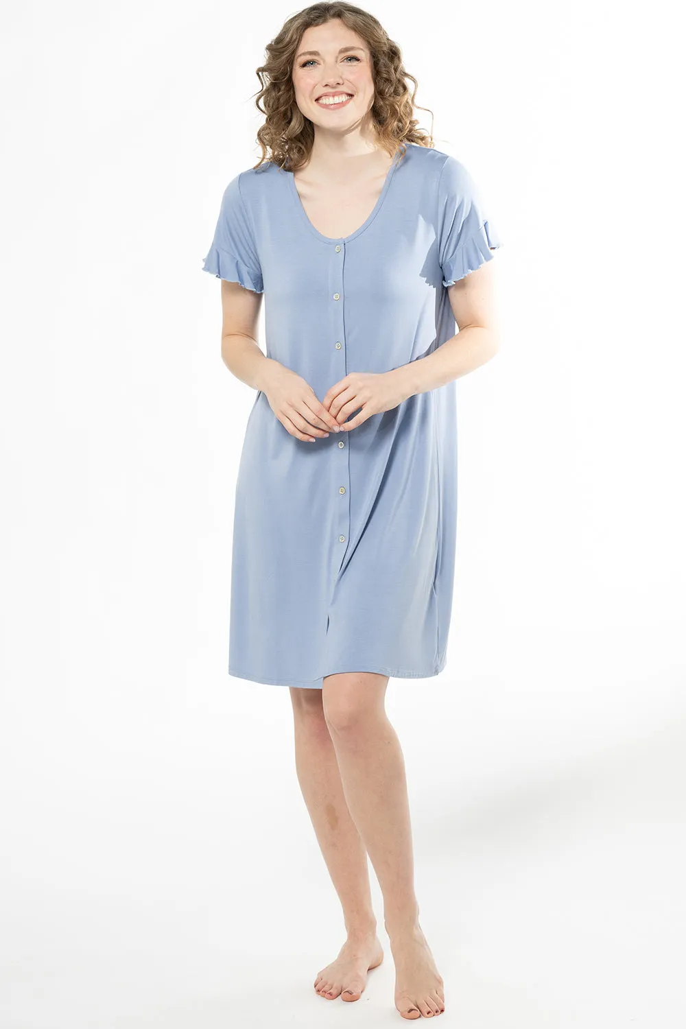 Aisha Bamboo Sleep Dress - Powder Blue