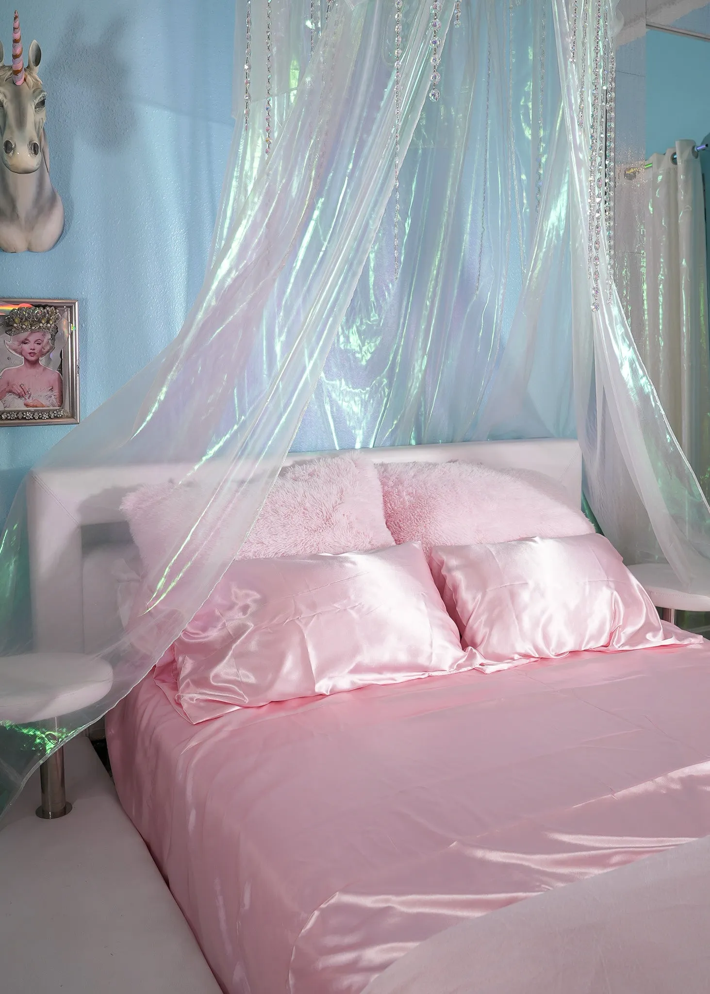 Alessia Pink Satin Sheets