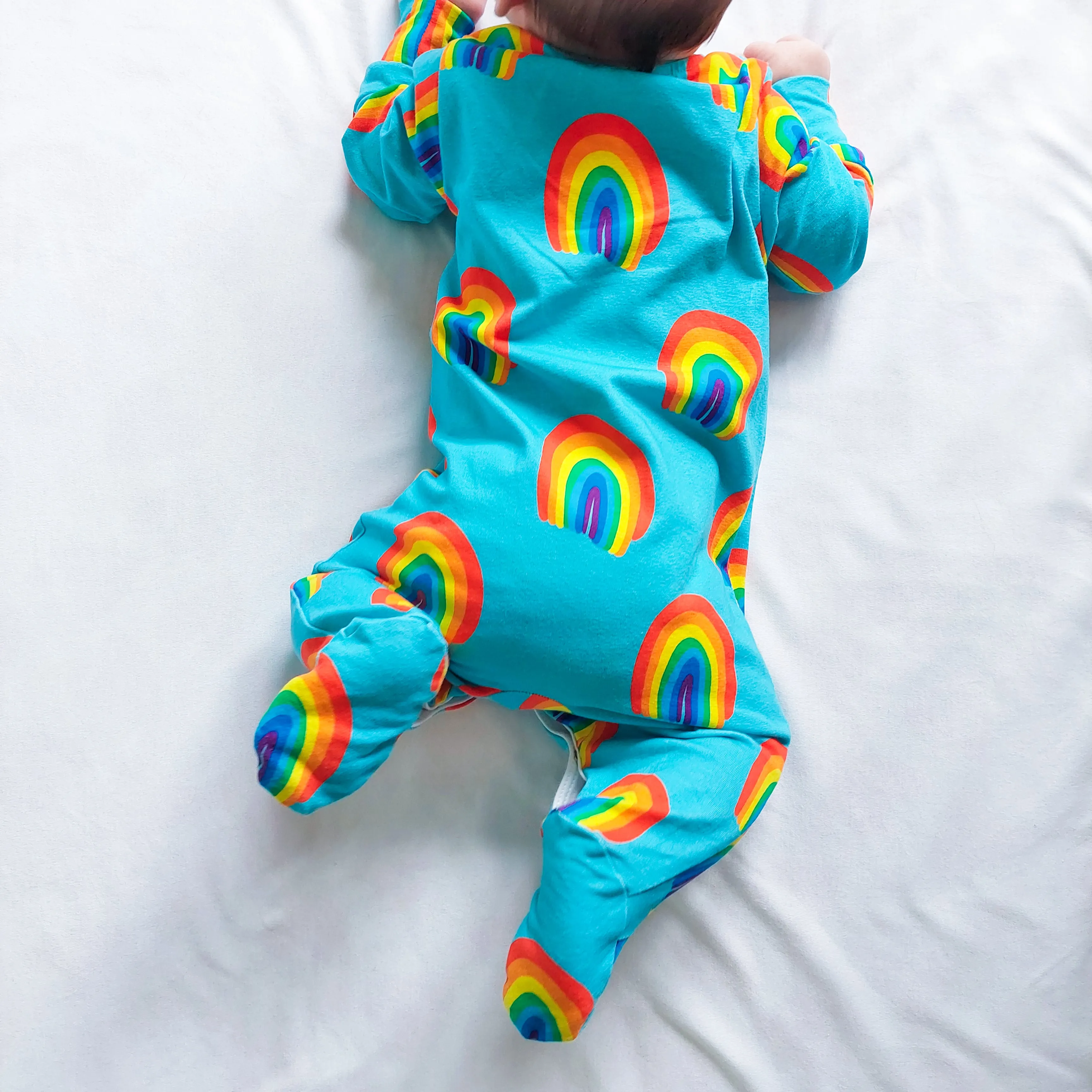 Aqua Rainbow cotton sleepsuit