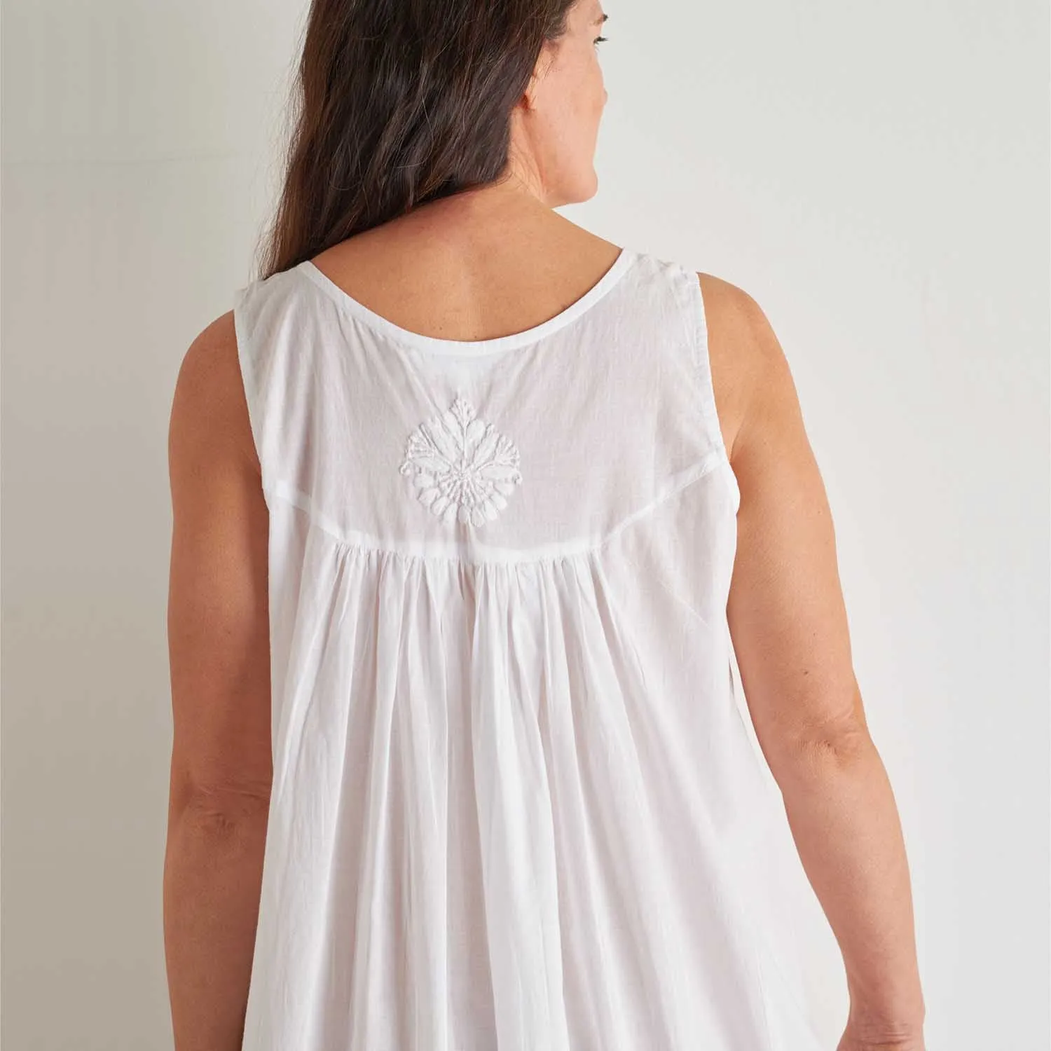 Avalon White Cotton Embroidered Nightie