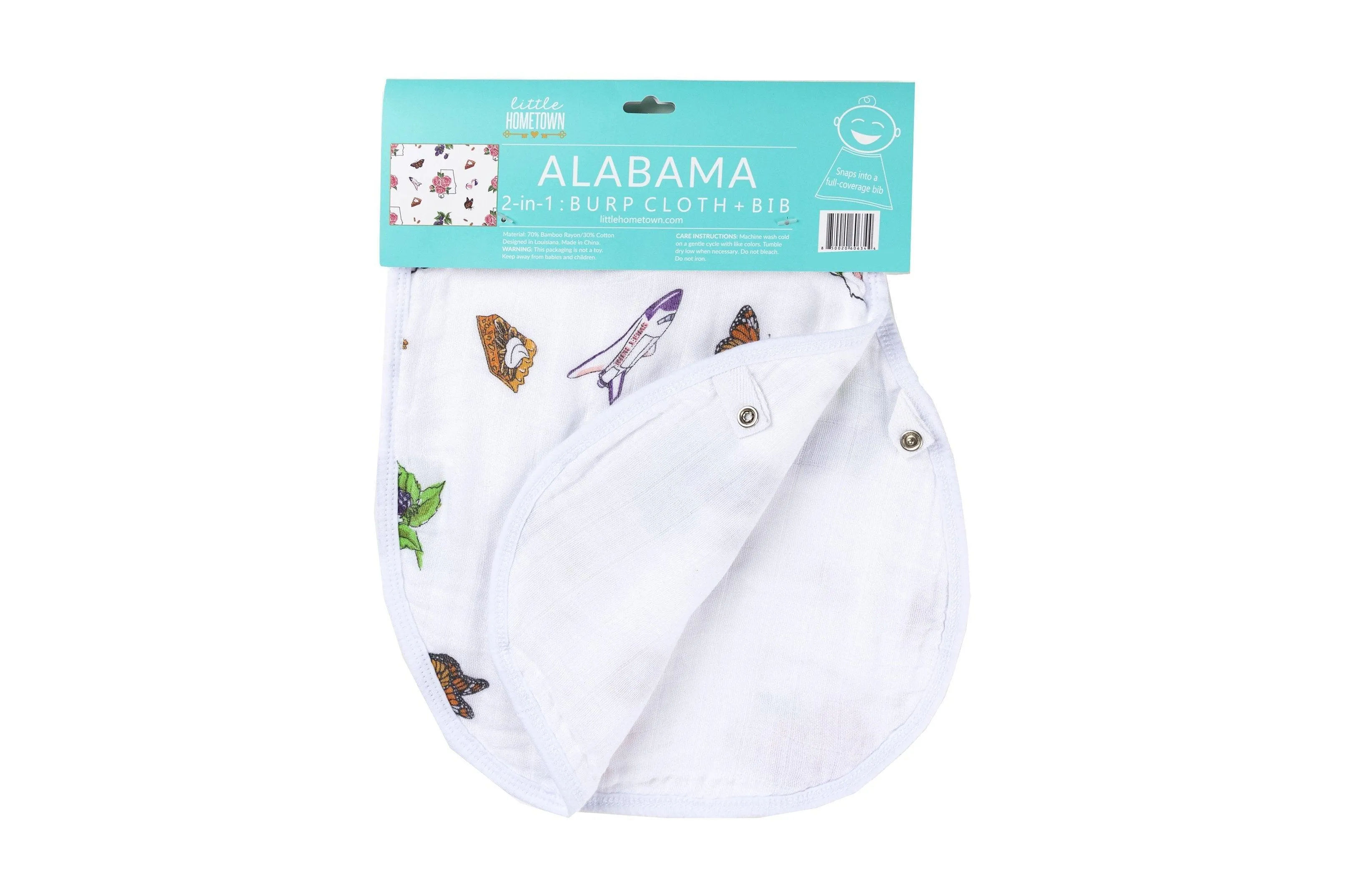 Baby Burp Cloth and Wraparound Bib (Alabama Floral)