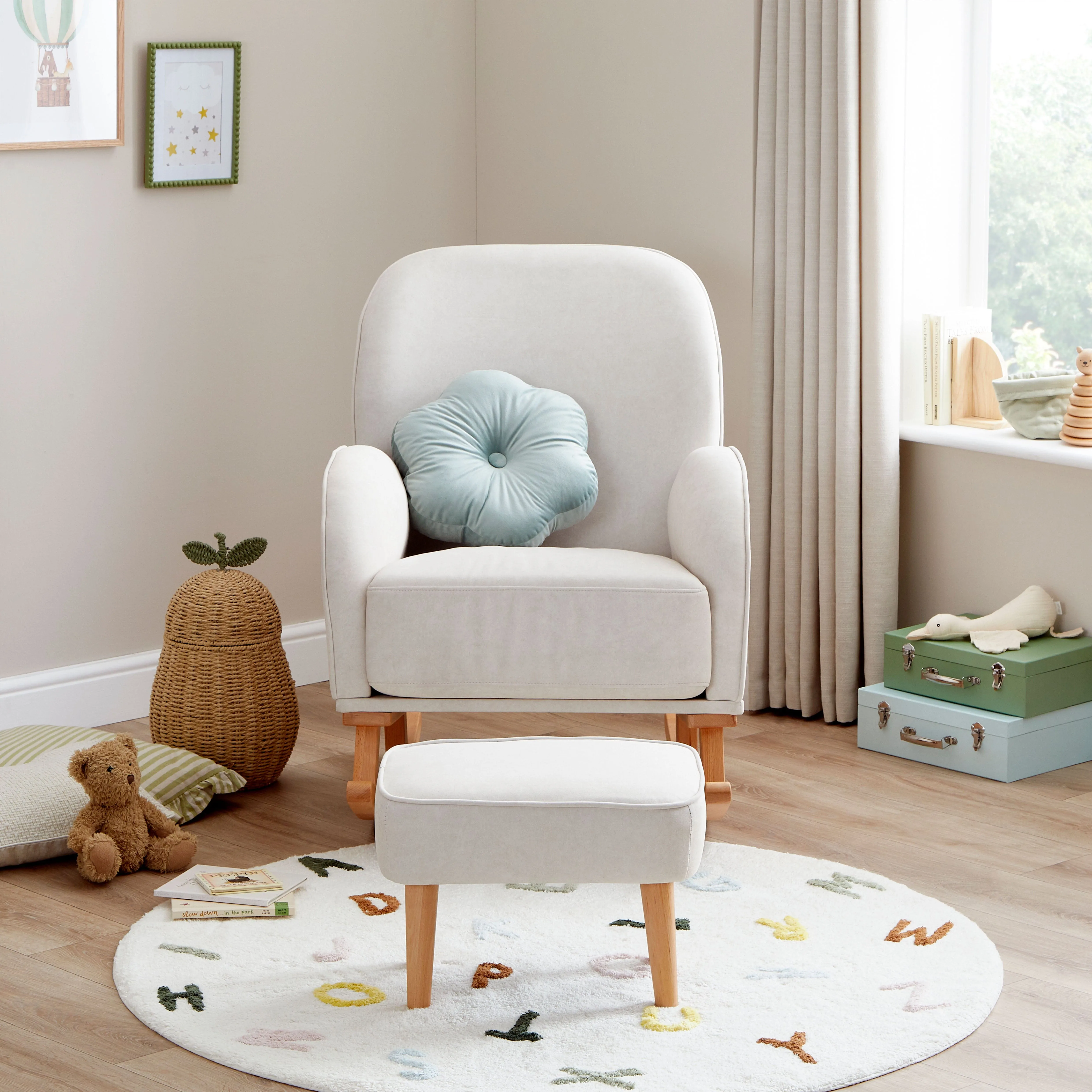 Babymore Freya Nursing Chair with Stool - Cream