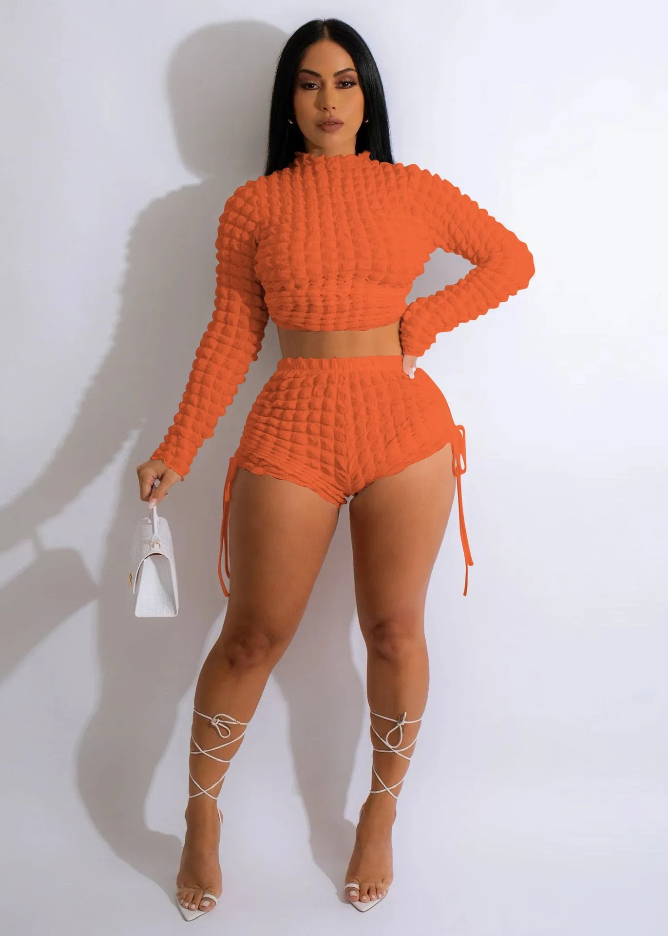 Backless Drawstring Bandage Short Tracksuit