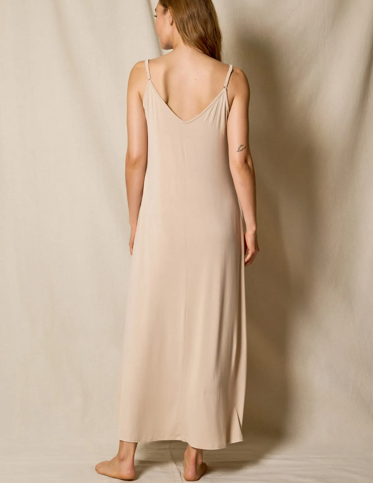 Bamboo Maxi Sleep Dress - Almond