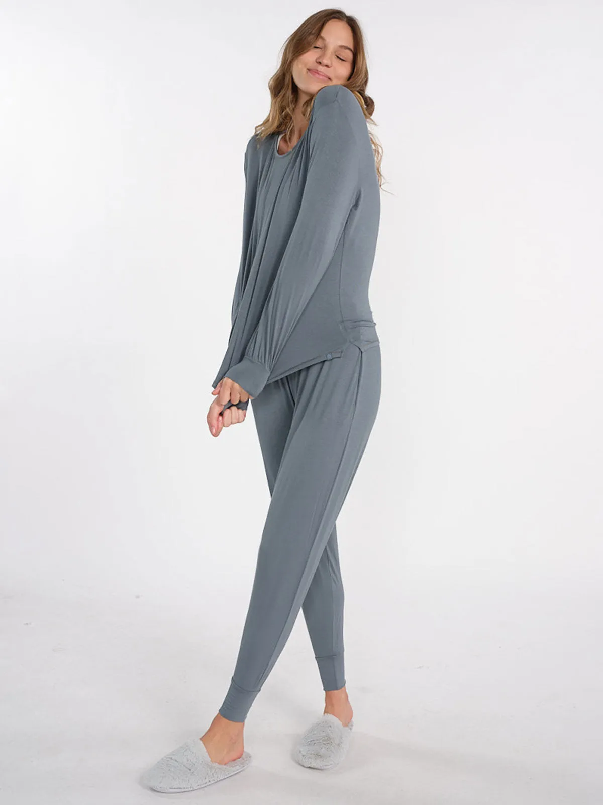 Bamboo Silk Long Sleeve Sleep Shirt