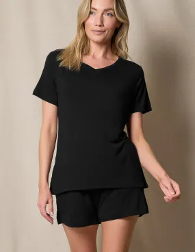 Bamboo V-Neck Sleep Tee - Black