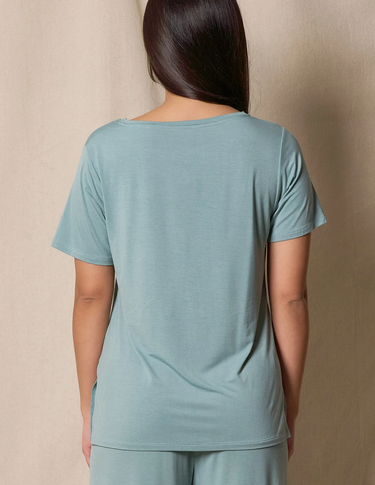 Bamboo V-Neck Sleep Tee - Mineral