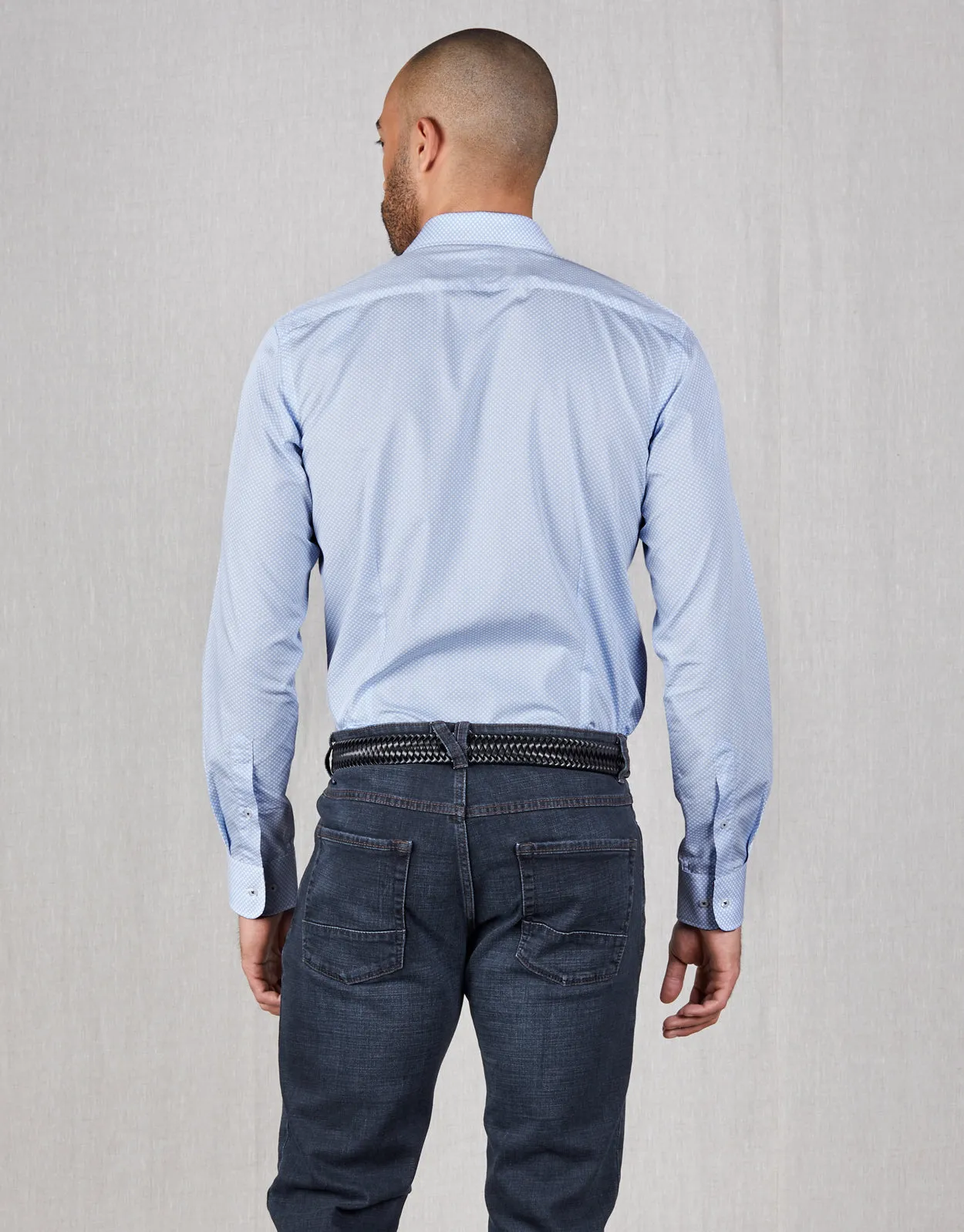 Barbican Light Blue Spot Shirt