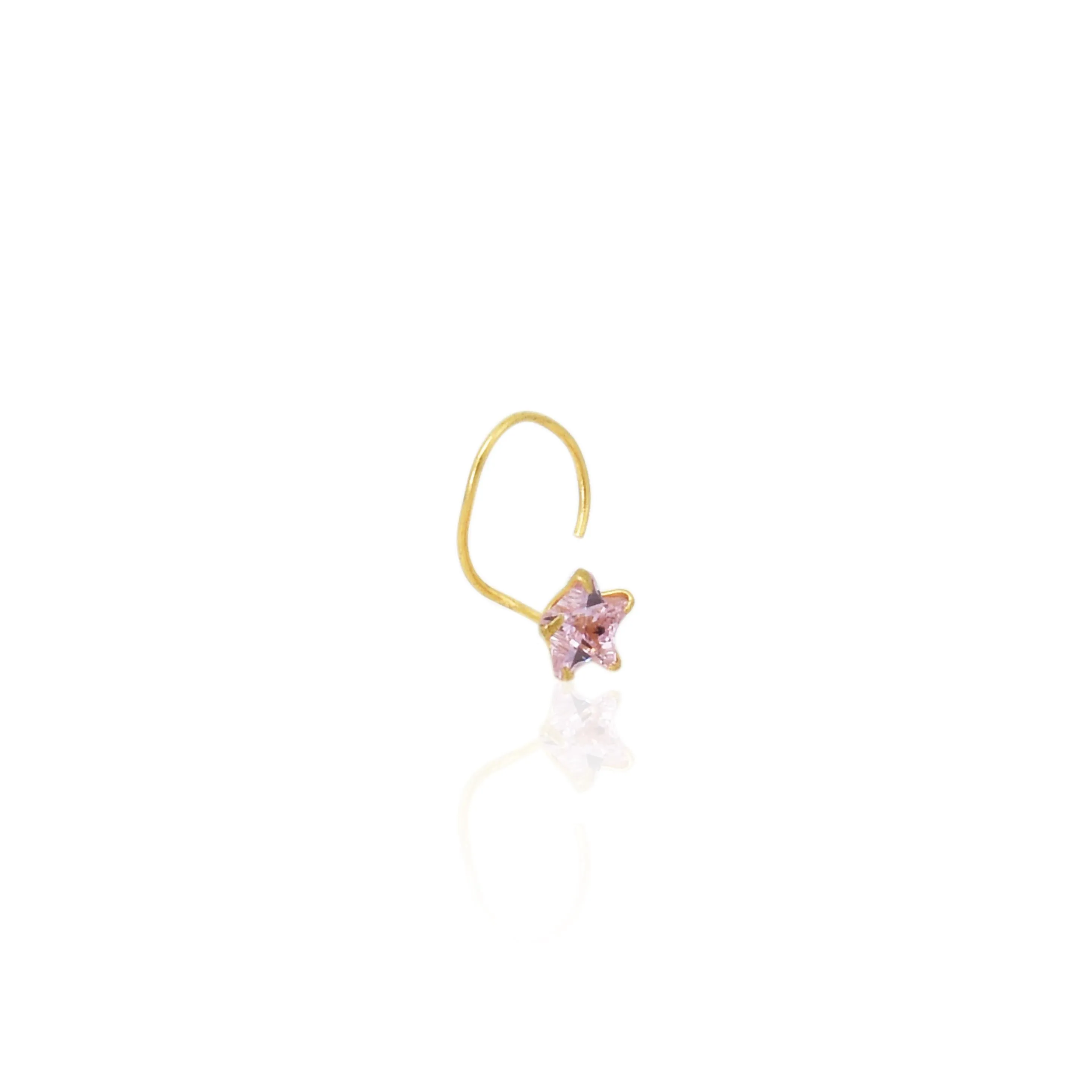 Beautiful Gold Pink Gem Nosepin