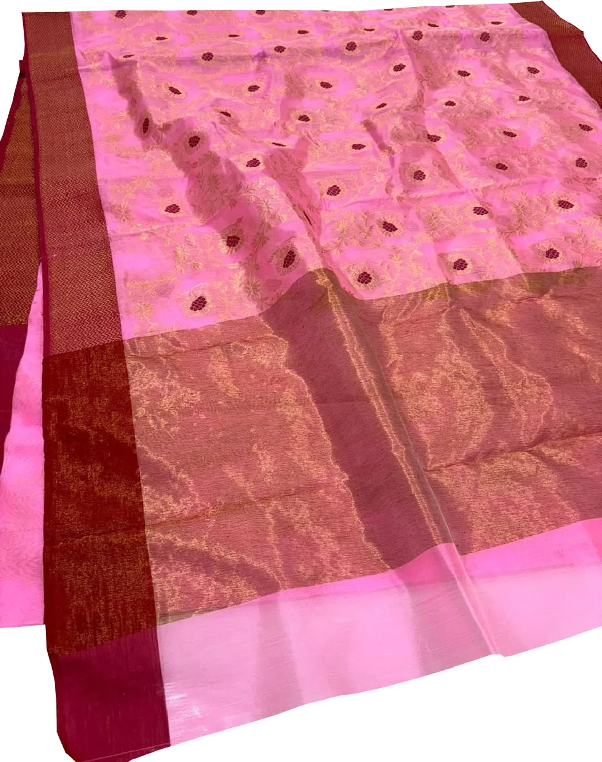 Beautiful Pink Chanderi Silk Saree - Handloom Pure Elegance