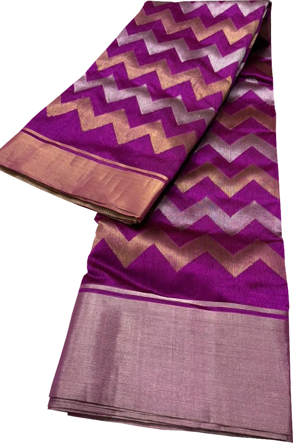 Beautiful Pink Chanderi Silk Saree - Handloom Pure Elegance