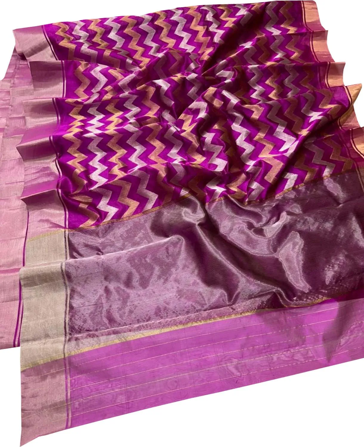 Beautiful Pink Chanderi Silk Saree - Handloom Pure Elegance