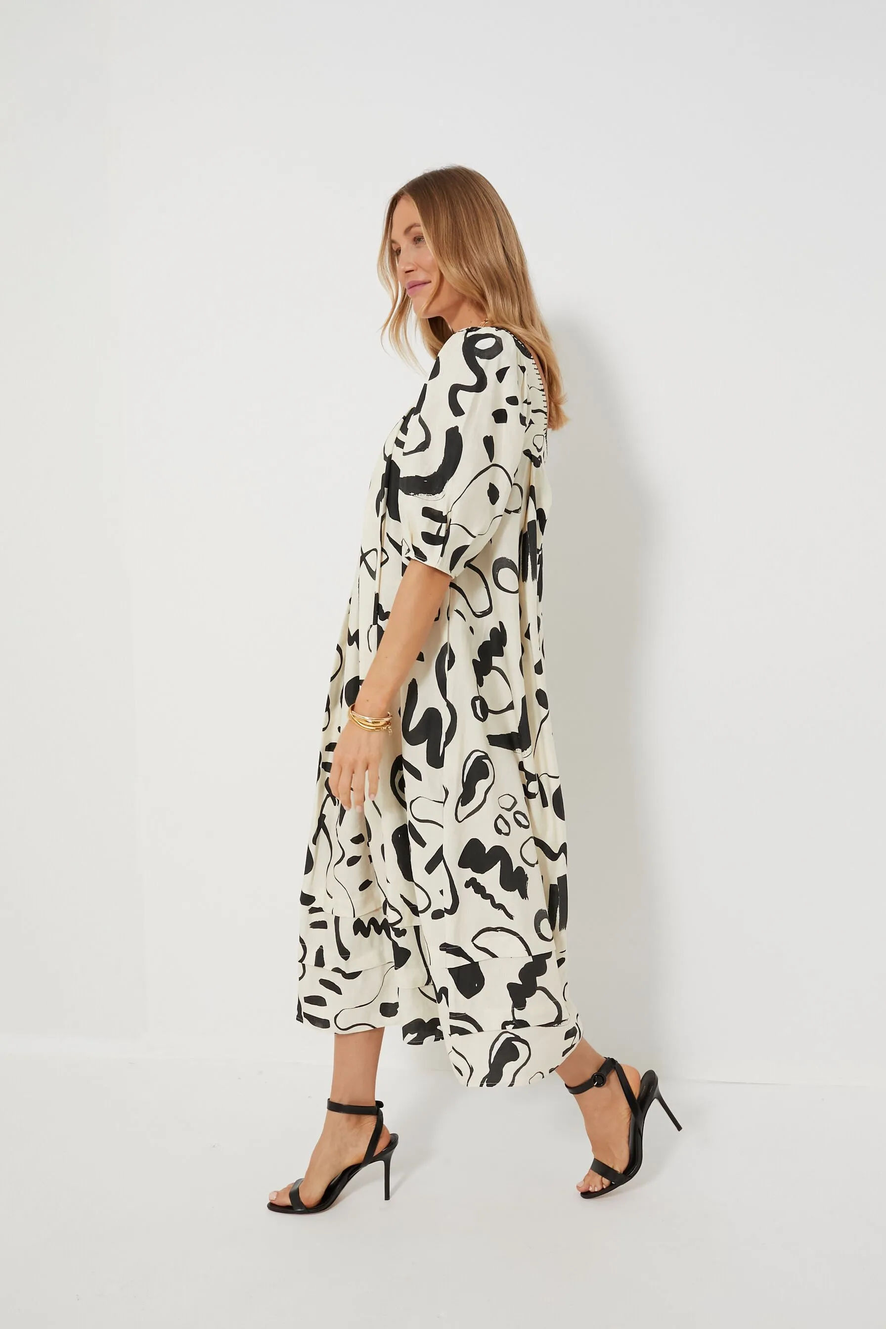 Black and White Ink Line Waverly Dress