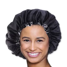 Black / Grey Satin Hair Bonnet ( Adjustable & Reversable Satin Night sleep cap )