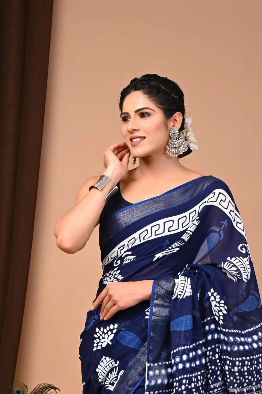 Blue Pure Line Saree