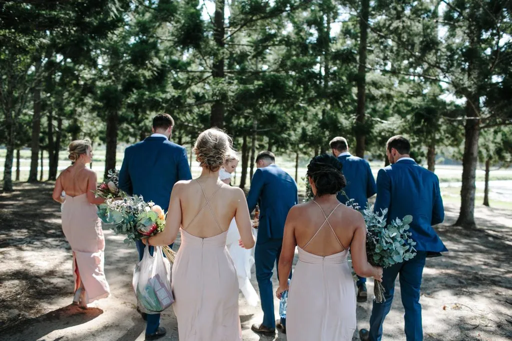 Blush Pink V-neck Long Sheath Chiffon Bridesmaid Dresses