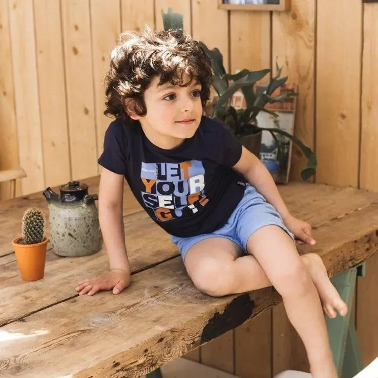 Boys T-shirt Dark Blue Text | Koko-Noko