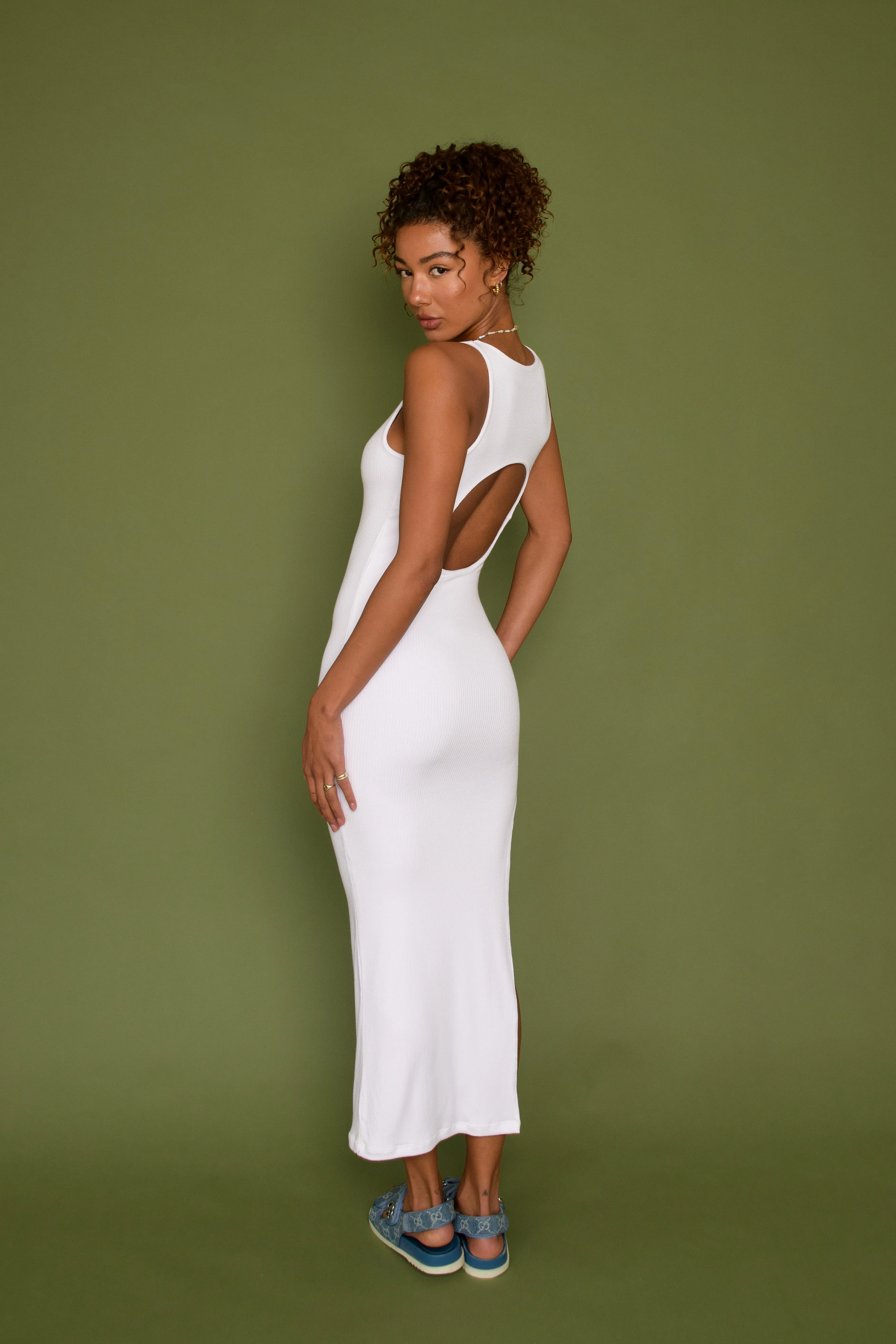 Bre Dress Ribbed - White