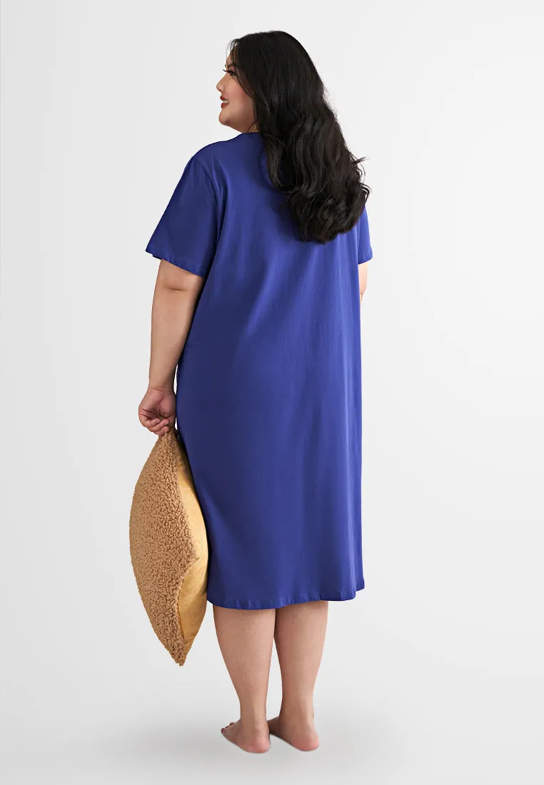 Breakfast Cotton Jersey Sleep Dress -  Blue Egg