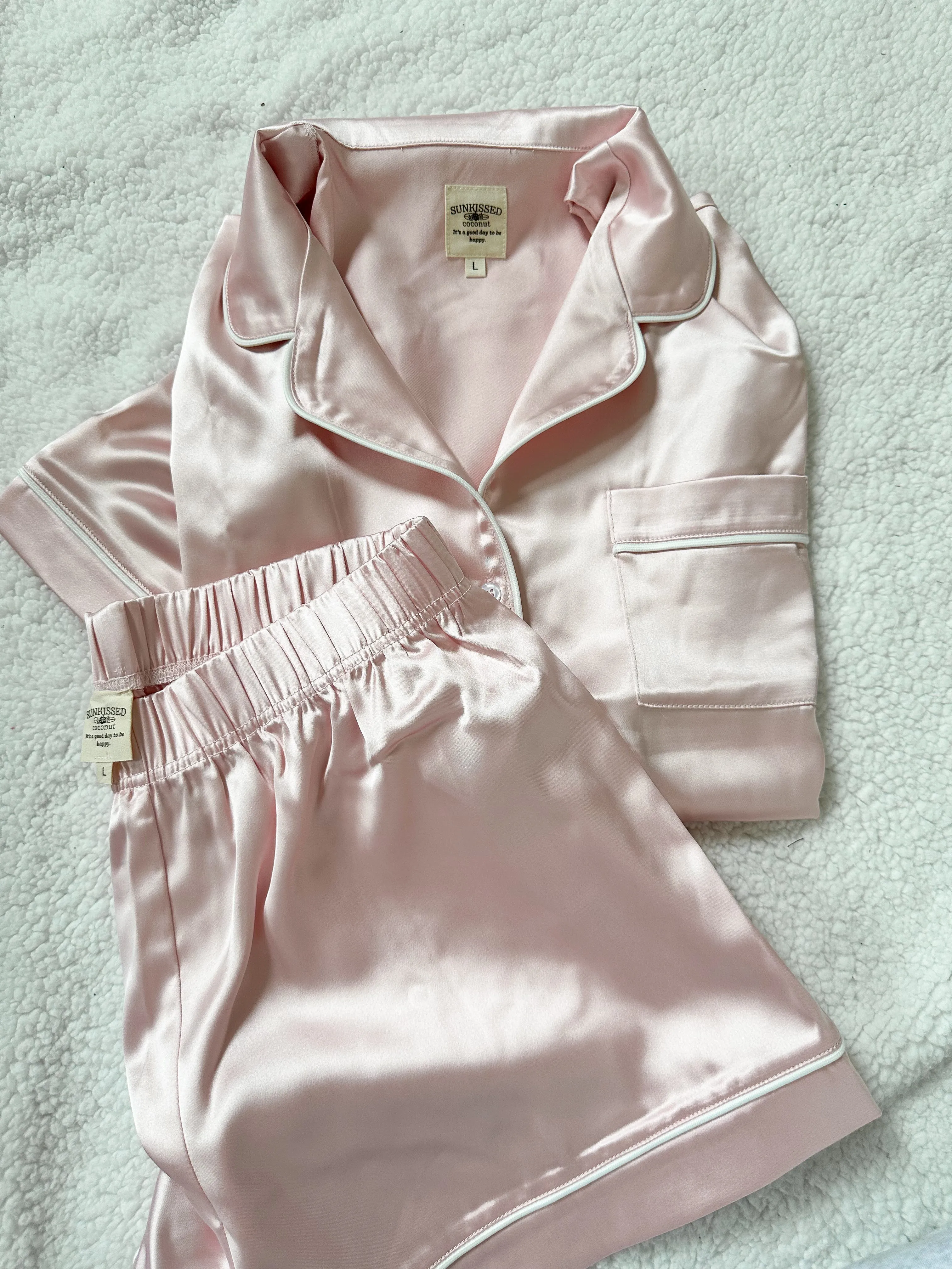 Champagne Pink Short Sleeve Pajama Top