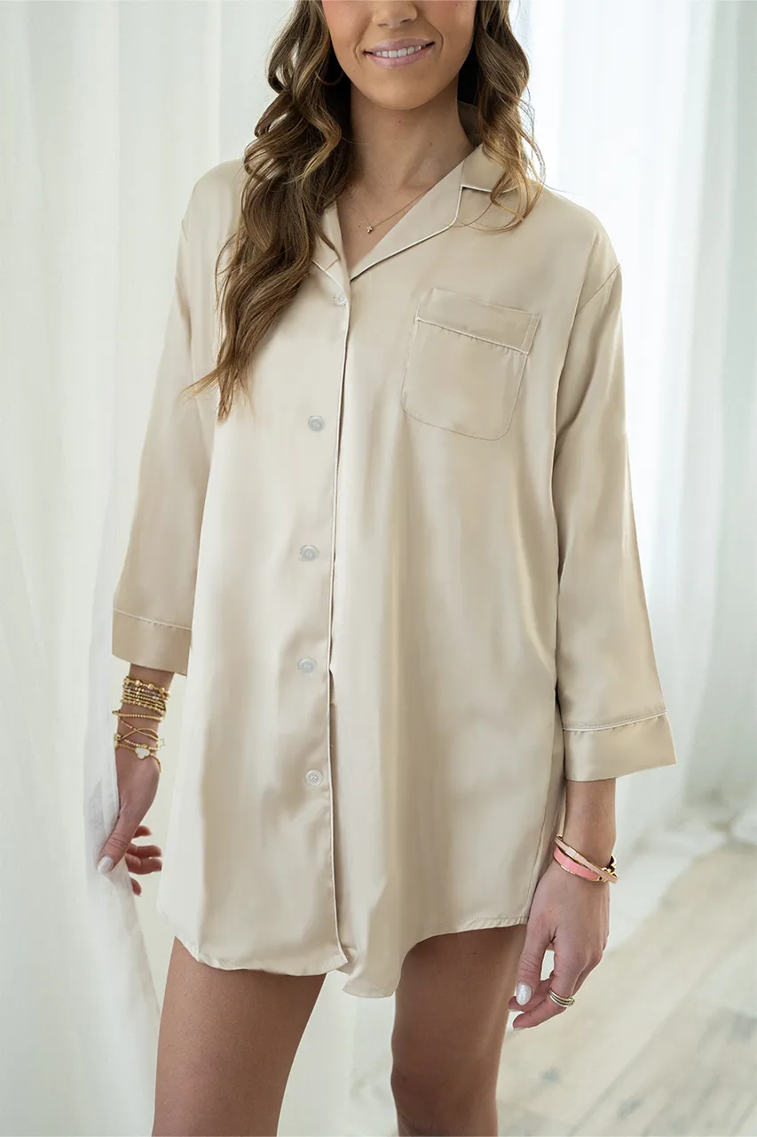 Champagne Satin Sleep Shirt