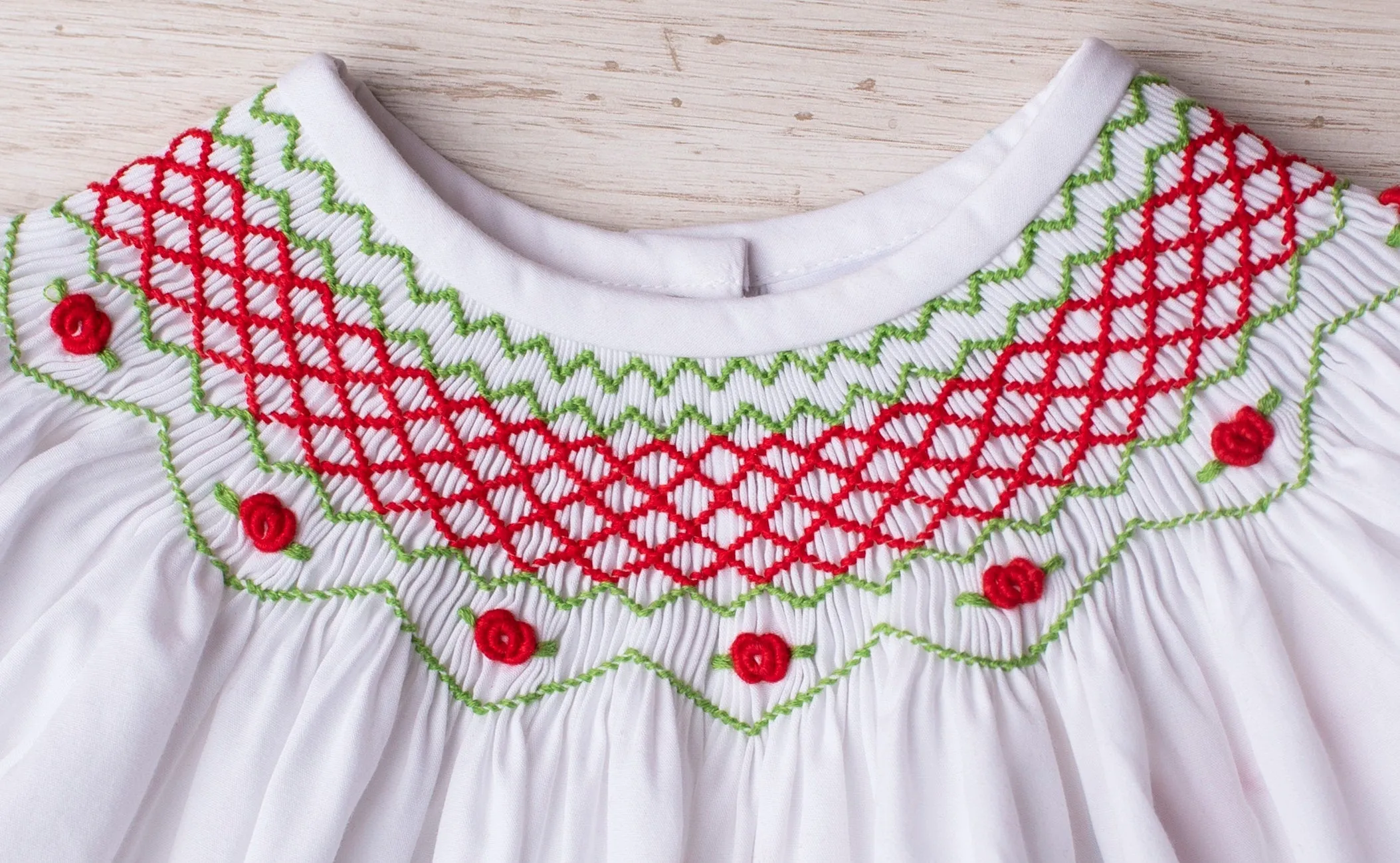 CHRISTMAS BISHOP SMOCKED DRESS WHITE