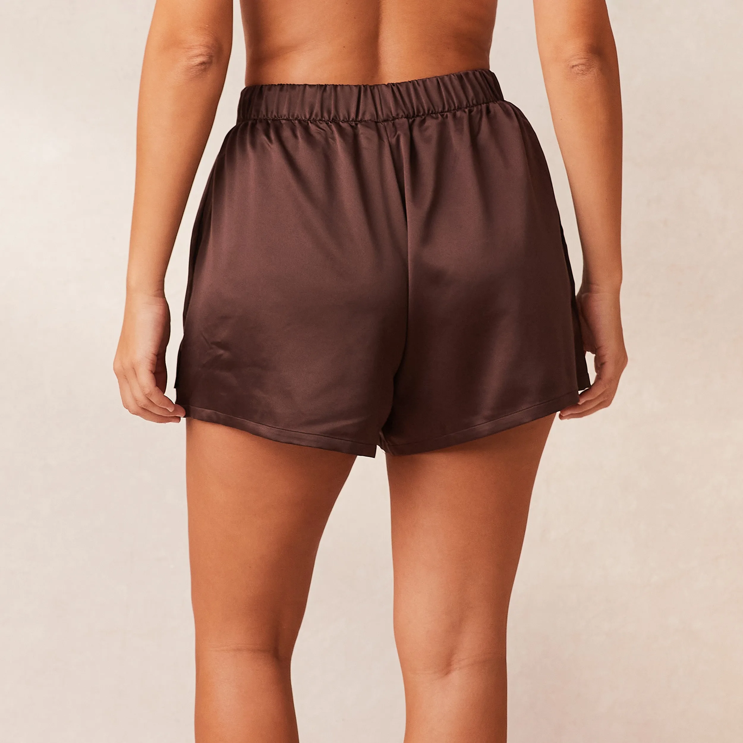 Classic Satin Pyjama Shorts - Chocolate