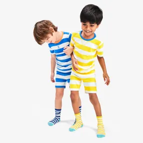 Clearance kids organic short sleeve pj top in bold stripe