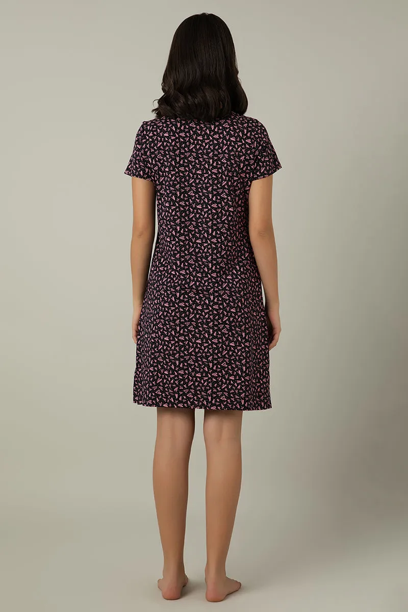 Comfort Sleep Dress - Polka Heart Print