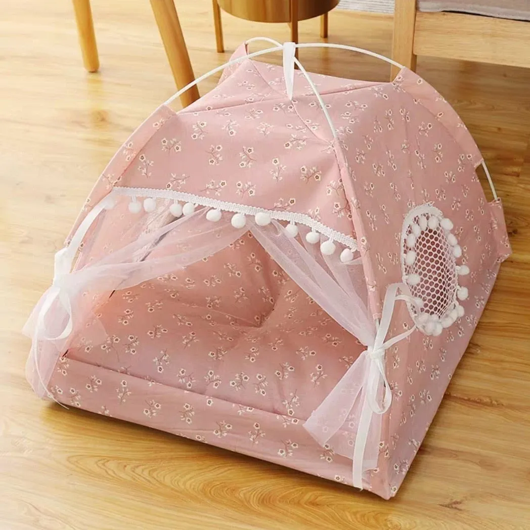 Comfy Cat Tent With Mat And Curtain