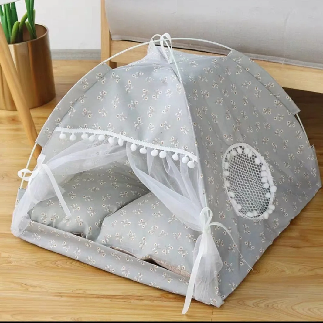 Comfy Cat Tent With Mat And Curtain