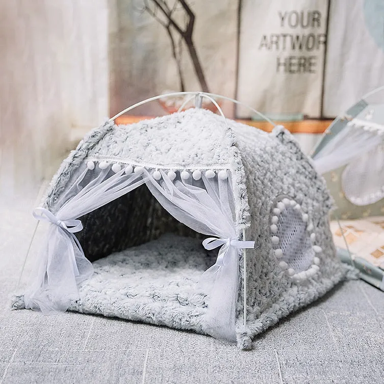 Comfy Cat Tent With Mat And Curtain