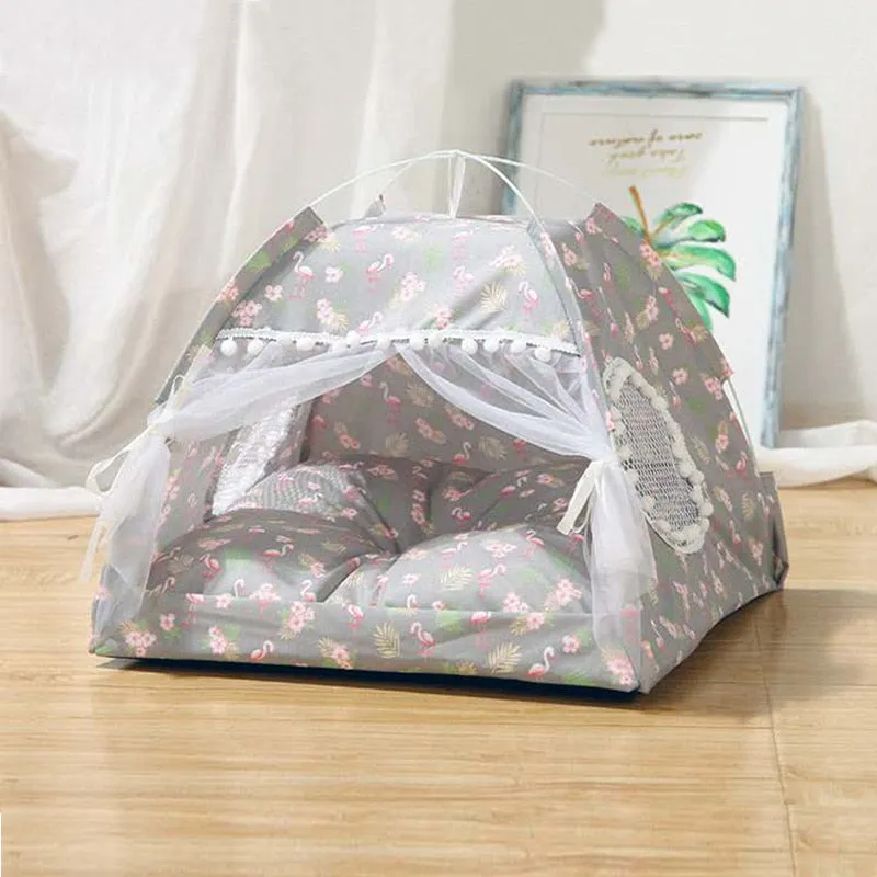 Comfy Cat Tent With Mat And Curtain