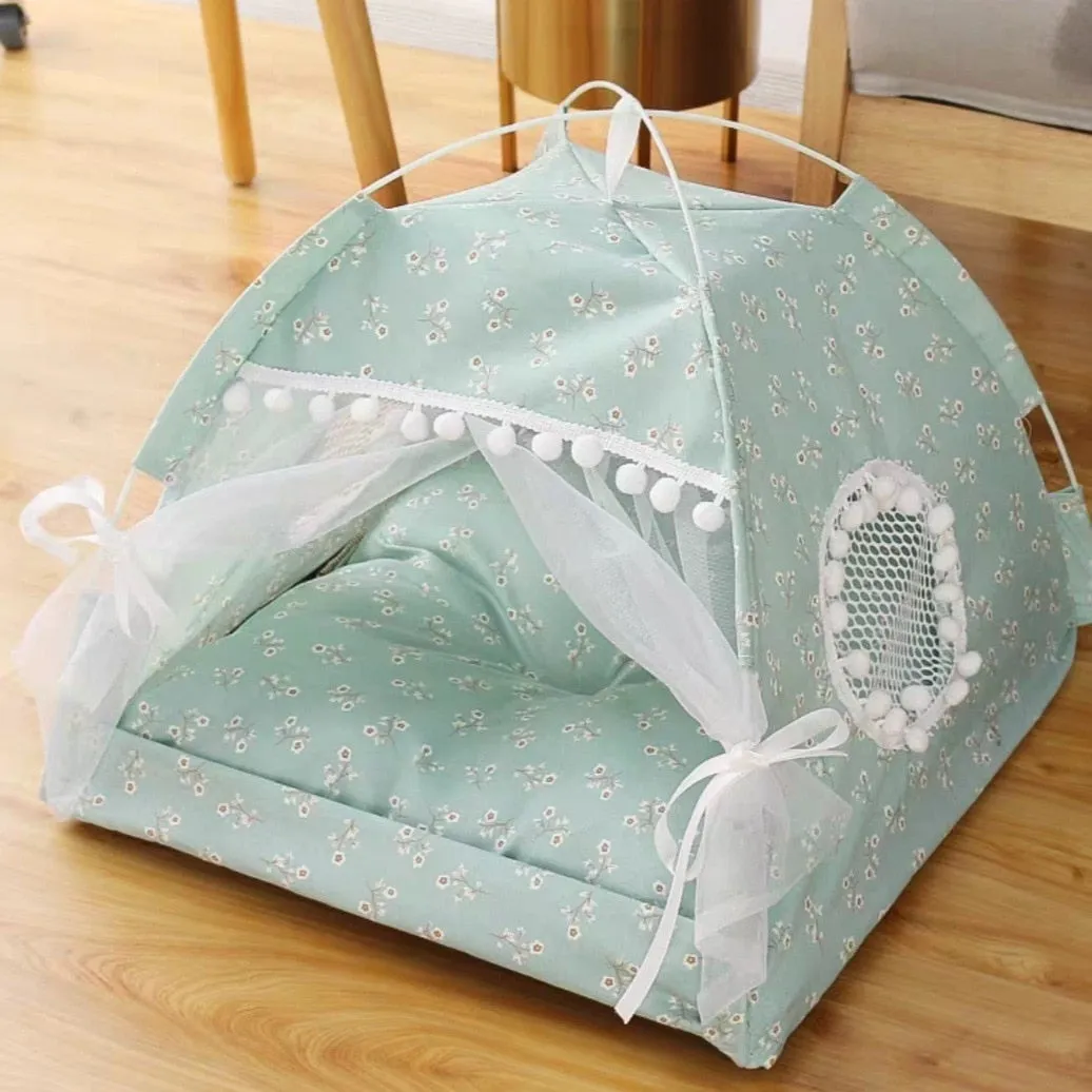 Comfy Cat Tent With Mat And Curtain