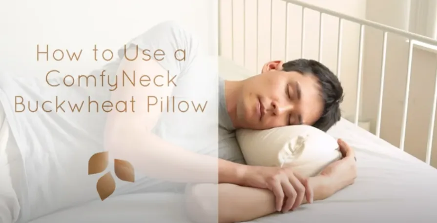 Ergonomic ComfyNeck Plus Side Sleeper Pillow with Organic Buckwheat Hulls and Pillowcase