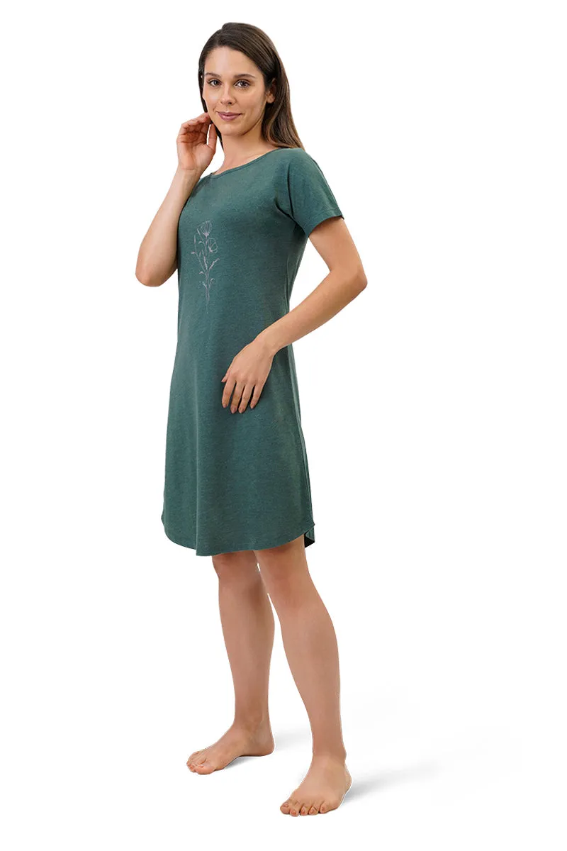 Cotton Blend Sleep Dress - Olive