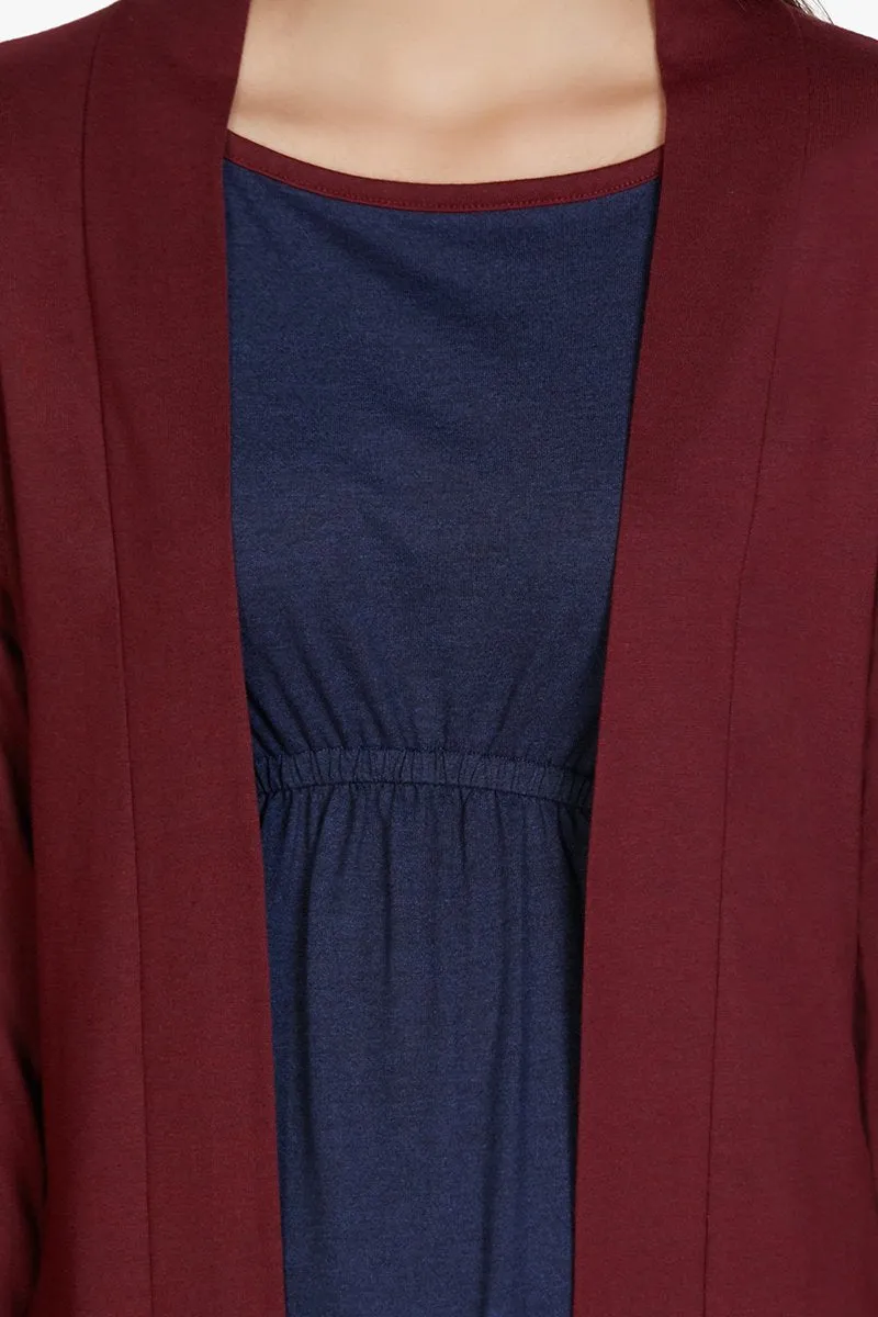 Cotton Blend Sleep Robe - Maroon