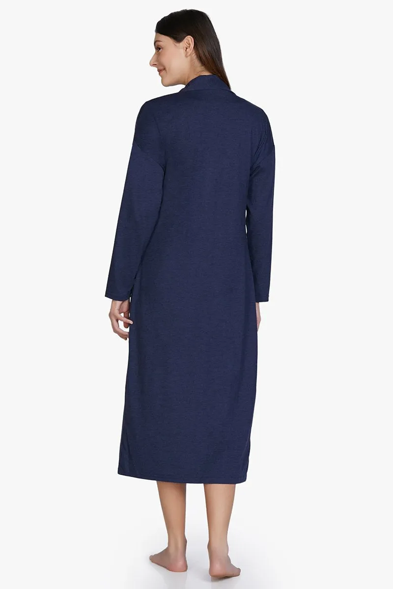 Cotton Blend Sleep Robe - Navy