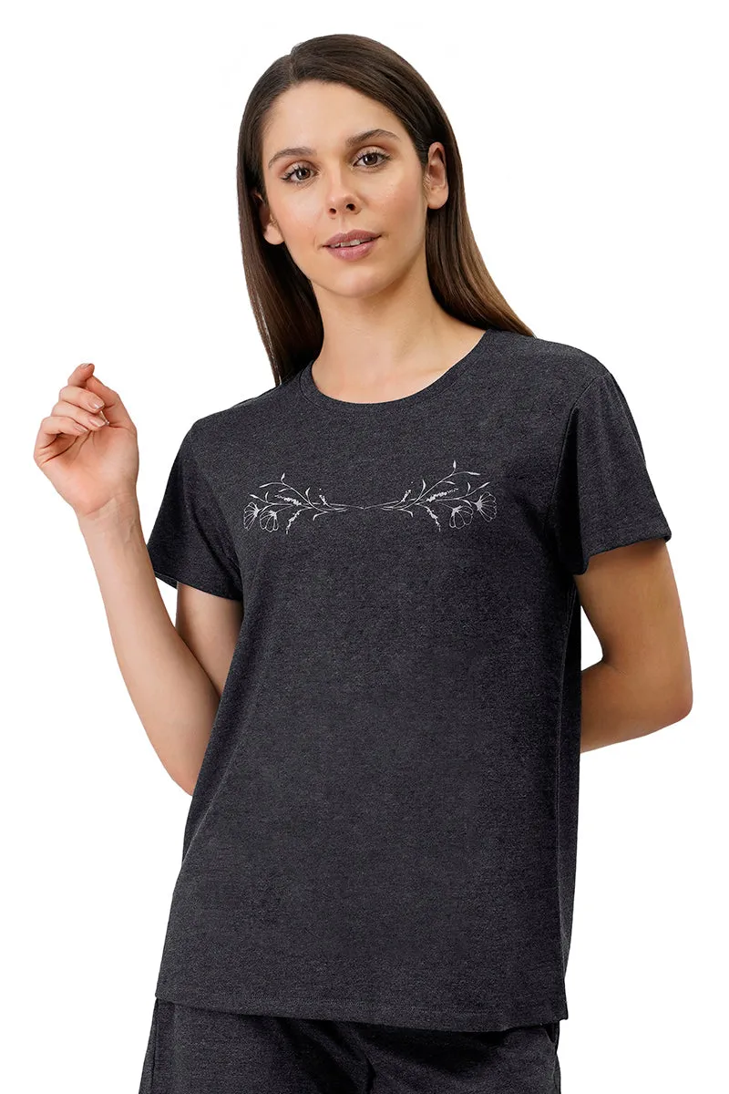 Cotton Blend Sleep T-shirt - Charcoal